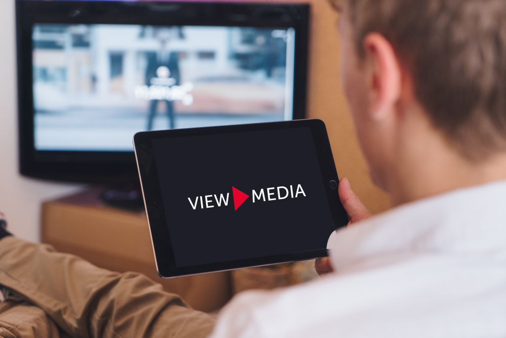 ViewMedia logo on an ipad