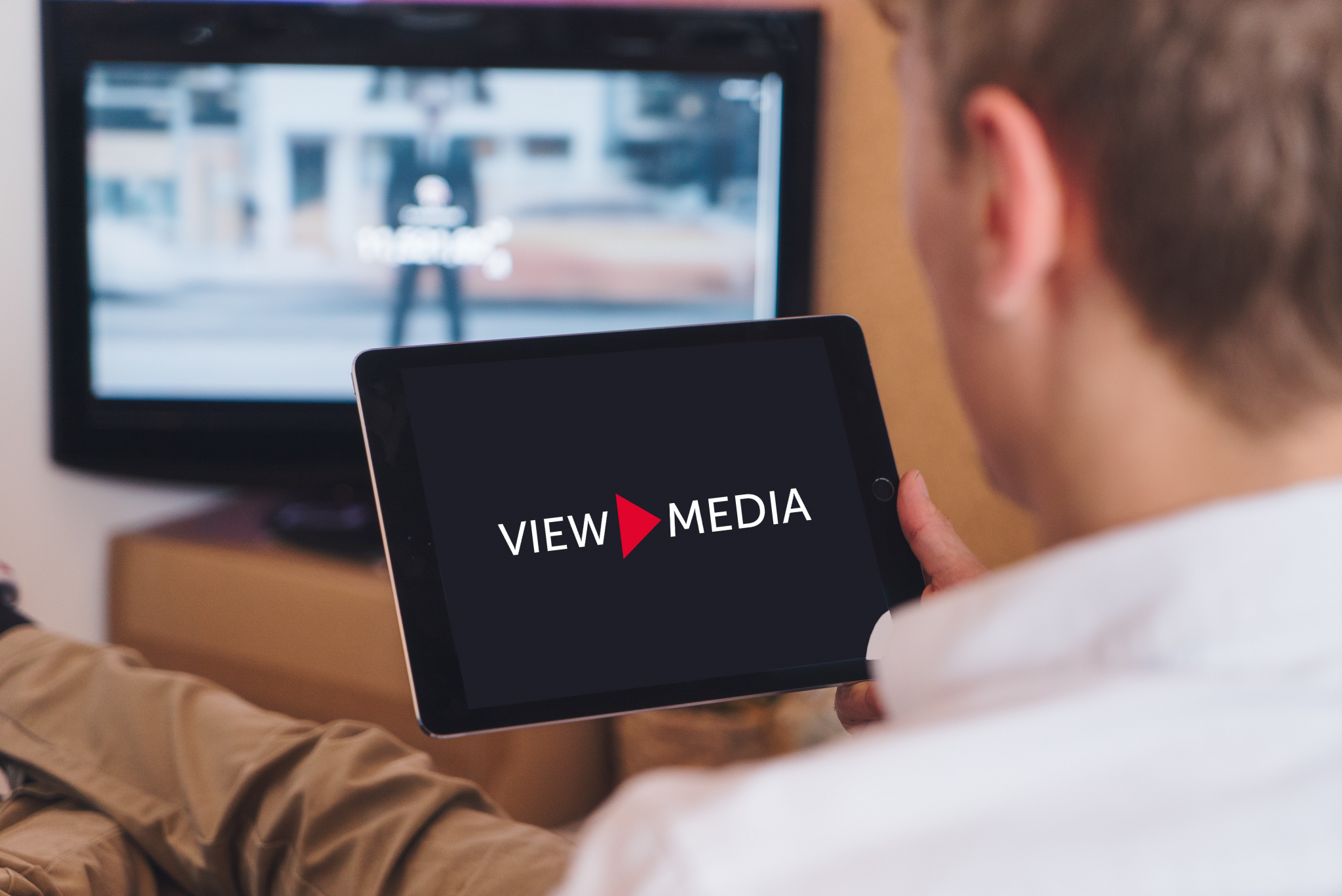 ViewMedia logo on an ipad